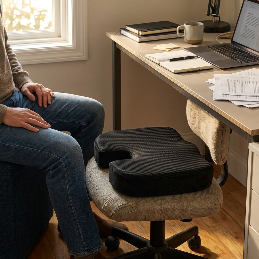 Orthopaedic Seat Cushion - Support Back Pain, Relieve Coccyx Pressure