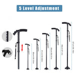 Ergonomic Walking Stick with LED Light – Adjustable Cane